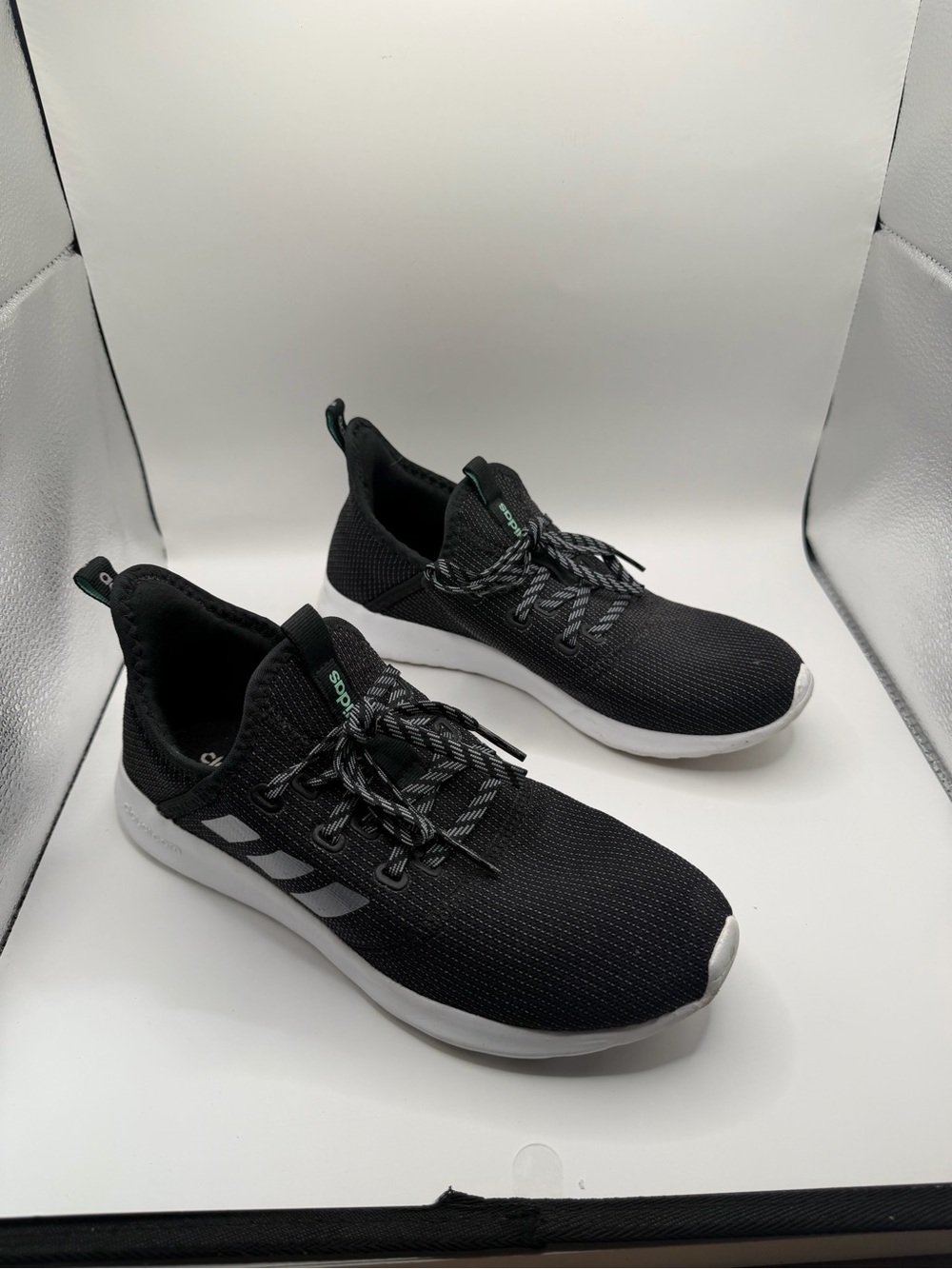 Adidas Lite Racer Adapt 7.5 Black White Cloudfoam Slip-On Sneakers